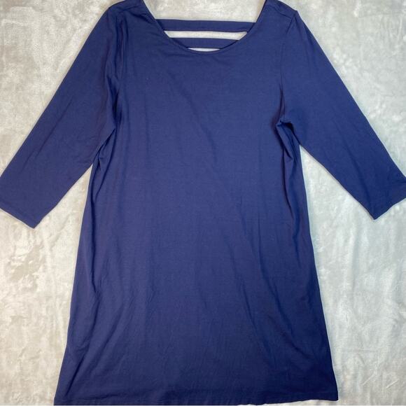 Lilly Pulitzer Navy Blue Shift Dress Women 3/4 Sleeve Round Neck Back Straps XL - Picture 1 of 6